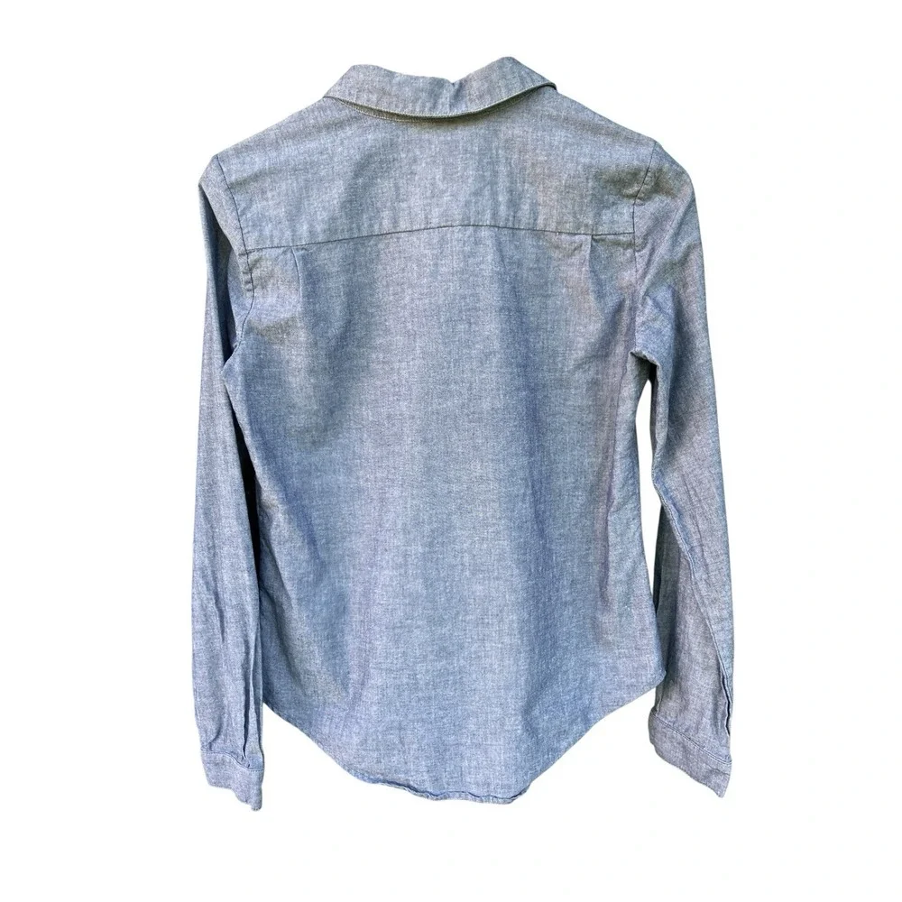 Raleigh Denim Workshop Tuxedo Shirt Sz M 100% Cotton Chambray Pleated Front USA - Picture 7 of 7